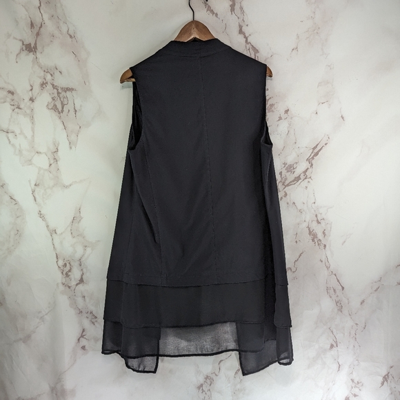 Taking Shape Vest Womens Large AU 14 Black Open Front Flowy Tunic Topper - Picture 5 of 12